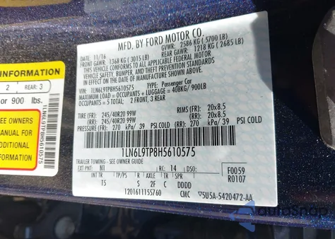 2017 Lincoln Continental Select z USA, uszkodzony, nr VIN 1LN6L9TP8H5561075